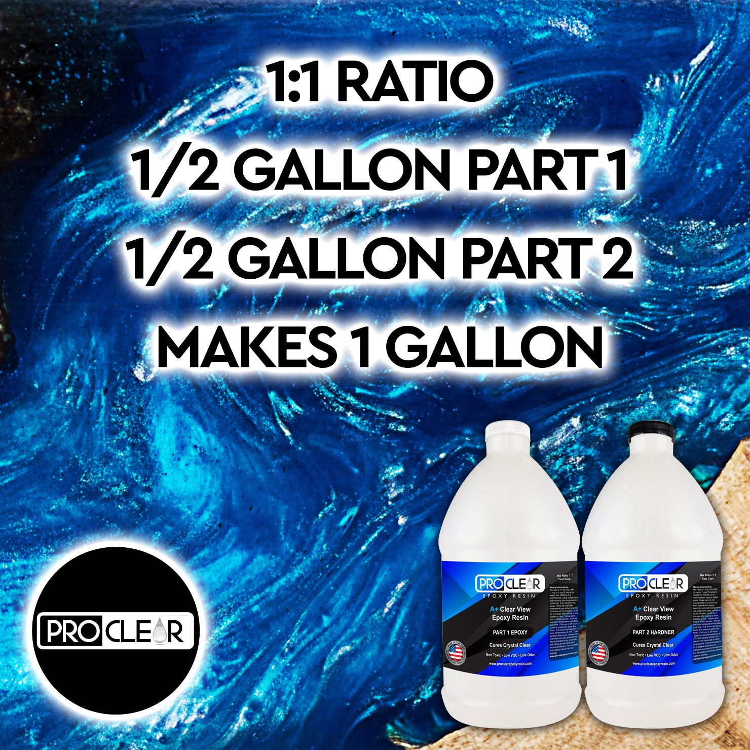 A+ Clear View Epoxy Resin 1 Gallon Kit by Proclear Epoxy Resin (PCALL1GALLON)